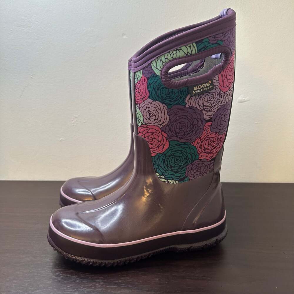 BOGS Purple Classic Rosey Waterproof Pull-on Winter Boots, Size 4 Big Kid - Picture 4 of 12